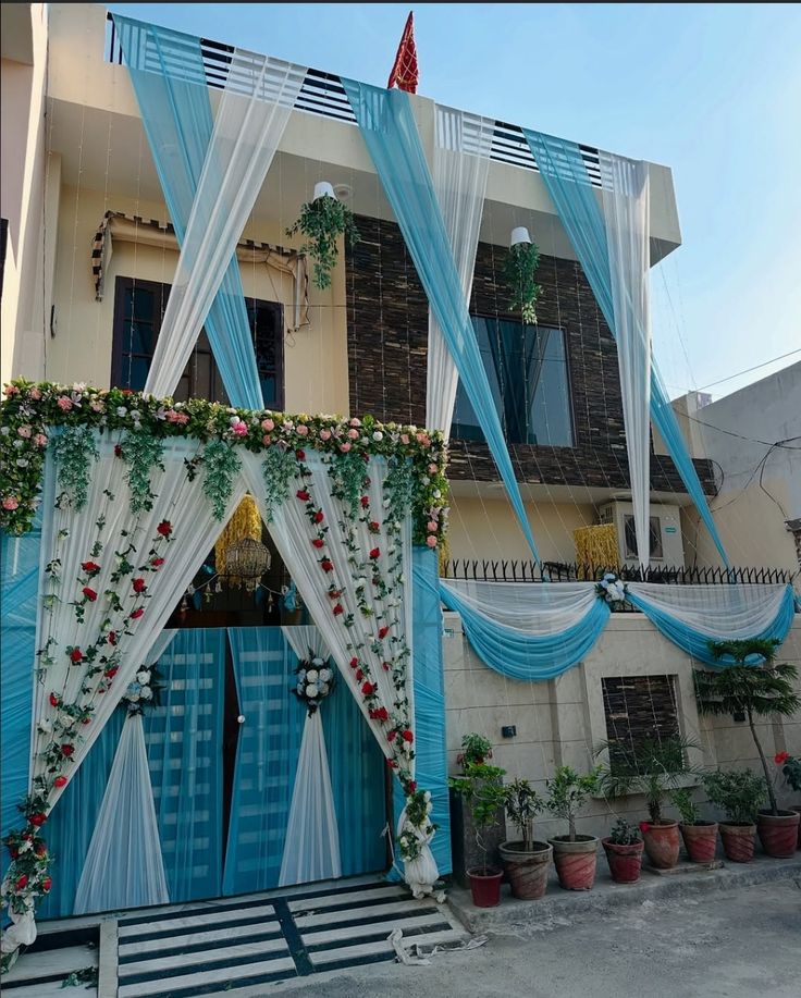 Turquoise and white home entrance decoration